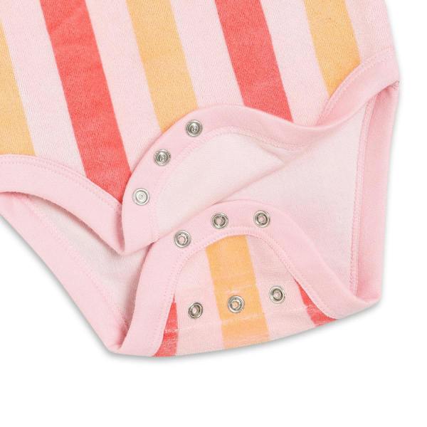 Mini Cuddles Baby Girls Strawberry Embroidered Striped Bodysuit, Multicolour