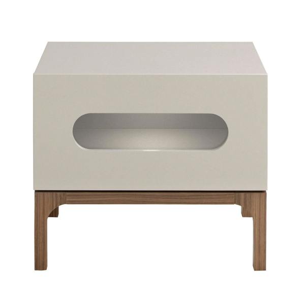 Angel Cerdá Grey and Walnut Wood Bedside Table With Interior Lighting 7144