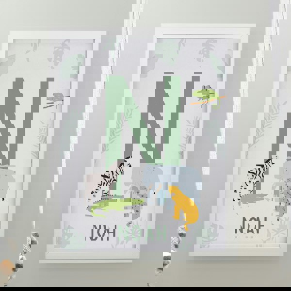 Personalised Memento Company Personalised Animal Initial White Poster Frame