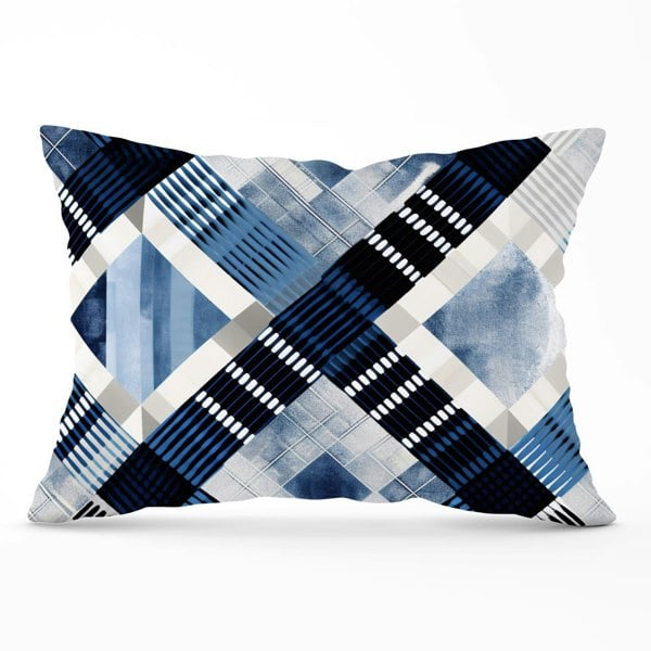 Warren Reed Checkered Square Black And Blue Cushions