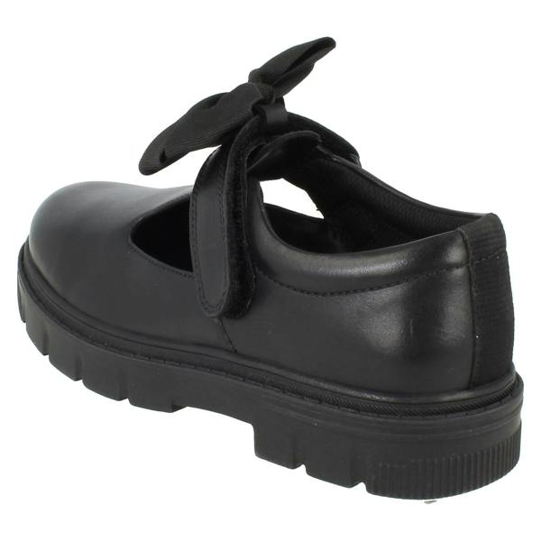 Clarks Girls Clarks Leather T-Bar School Shoes with Detachable Bow Lorcam Hope K