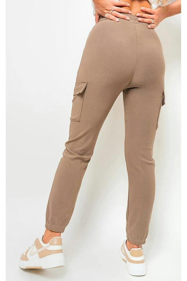 Plus Size Frankie Cargo Pocket Trouser With Drawstring - Beige