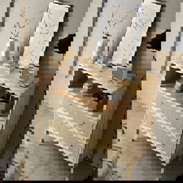 San Vintage Sideboard, Rattan & Solid Wood, Oak-Weilai Concept-Weilai Concept