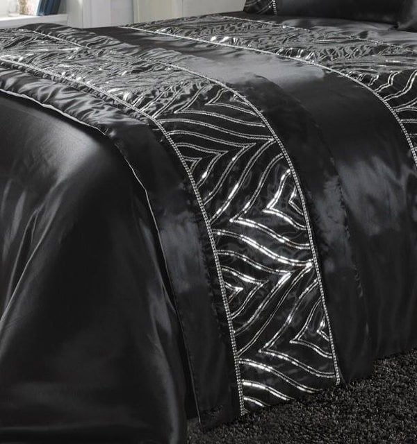 HomeSpace Direct Shimmer Bed Runner Sequin Embellished Bedding Black