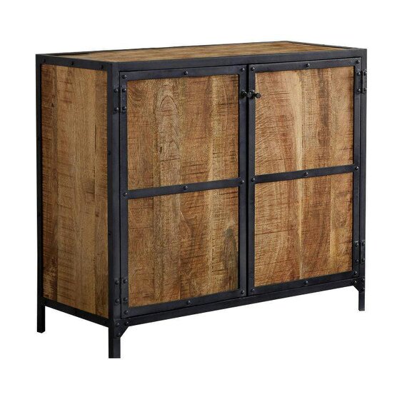 Wyld Haus Oulu Small Industrial Reclaimed Wood and Metal Vintage Sideboard 2 Doors