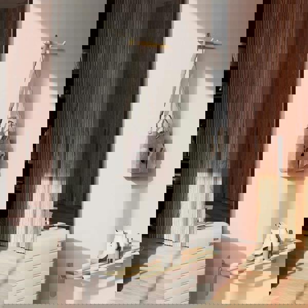 BESLAGSBODEN Triple Hook Coat Rack in Matt Grey/Beech Wood, Width 220mm