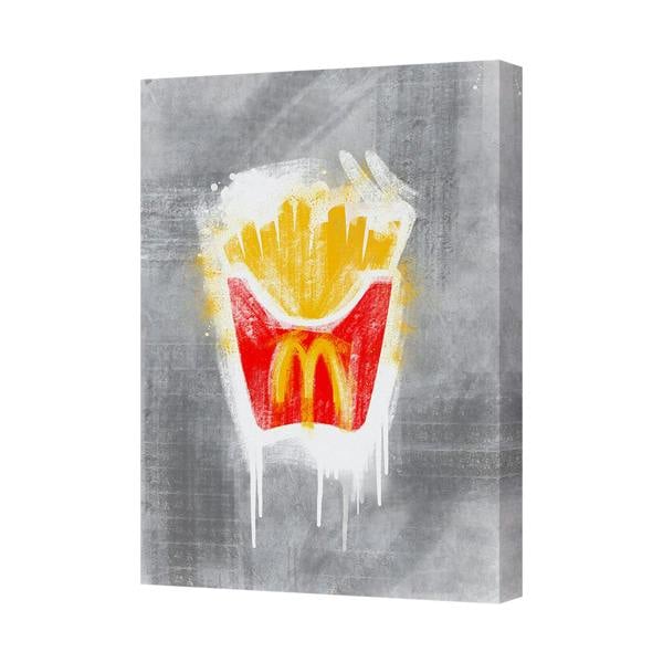 Benjamin Tate Design Fries On Canvas Wall Art Print UK Handmade Contemporary Graffiti Style