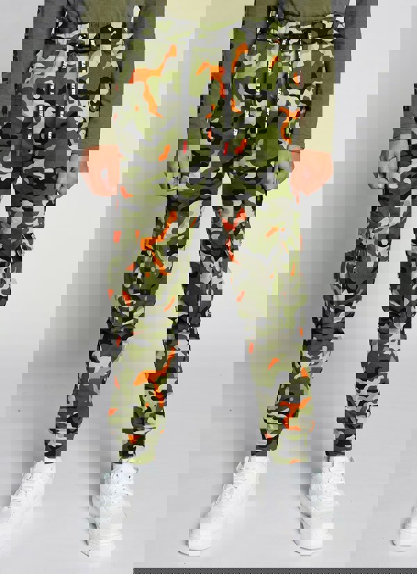 Beat Boyz Club Sidewalk Cargo Trousers - Orange Pop Camo