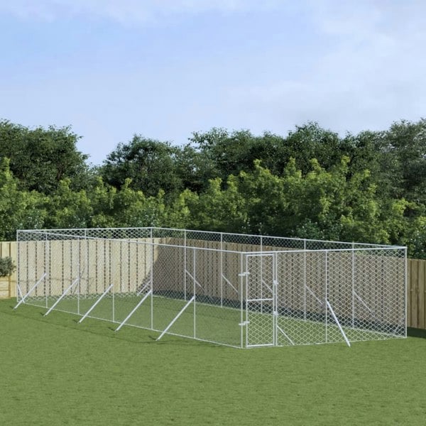 Berkfield Outdoor Dog Kennel Silver 4x12x2 m Galvanised Steel