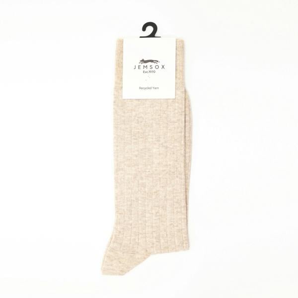 Jemsox Oatmeal Marl Recycled Rib Mens Socks | Eco-Friendly & Cosy