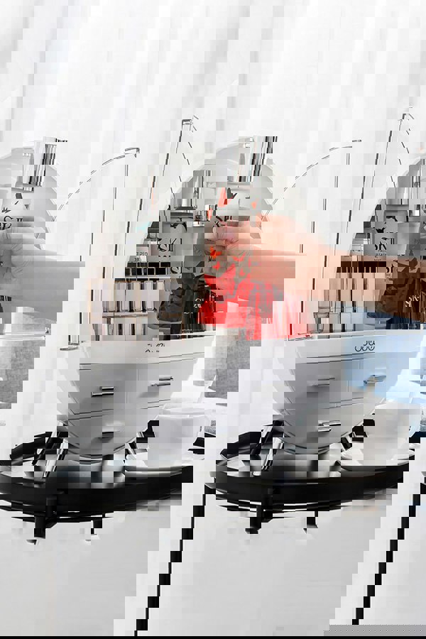 Living and Home 34CM High Round Transparent Cosmetic Display Box With 3 Drawers Storage Box