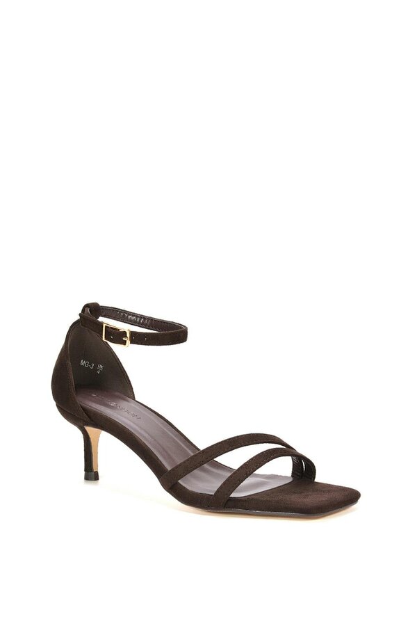 XY LONDON Open Toe Strappy Low Kitten Heel Sandal Shoes