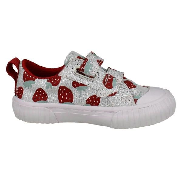 Clarks Girls Clarks Canvas Metallic Strawberry Design Shoes Foxing Fraise