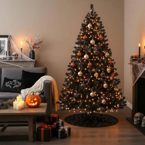 4ft to 12ft Black Artificial Alaskan Pine Christmas Trees with Metal Stand and PVC Branches image 7