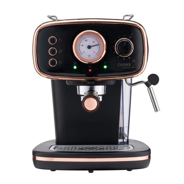 Cooks Professional Retro Espresso Machine | Black/Copper
