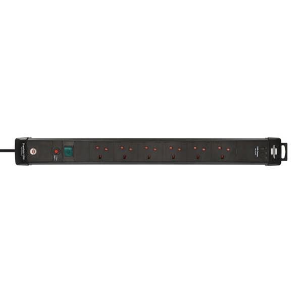 Brennenstuhl Premium-Line 6-Way Power Strip with 2x USB C and 1x USB A