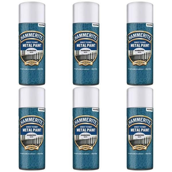 Hammerite 6X Hammerite Hammered Silver Spray Paint 400ml