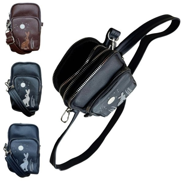 Fores Collection Moonlit Warren 3-Zip Crossbody Bag – Rabbit & Moon Appliqué –