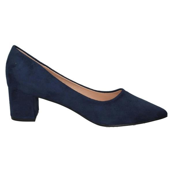 Spot On Ladies Spot On Mid Block Heel Pointed Toe Court Shoes F90127