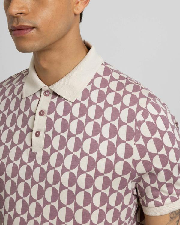 Steel & Jelly Curzon - Two-Tone Button Circle Print Polo Shirt