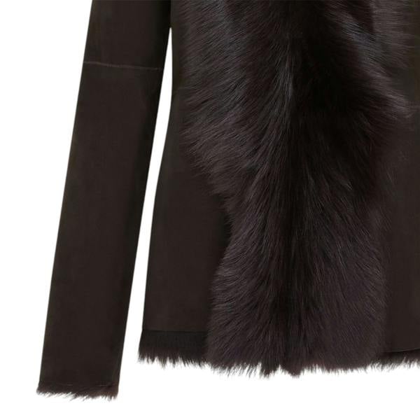 Infinity Leather Women's Sheepskin Toscana Shearling Suede Leather Jacket - Noiré