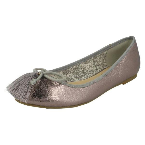 Spot On Ladies Spot On Flat Ballerinas With Tassel Bow Trim