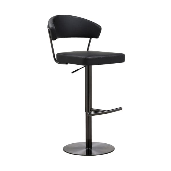 Furniture Edit Cosmo Black Performance Vegan Leather on Black Steel Barstool