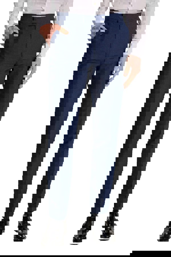 Harry Brown London Archie Melange Slim Fit Suit Trousers in Blue