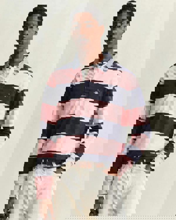 GANT Mens Regular Chambray Stripe Heavy Rugger - 671 Bubblegum Pink