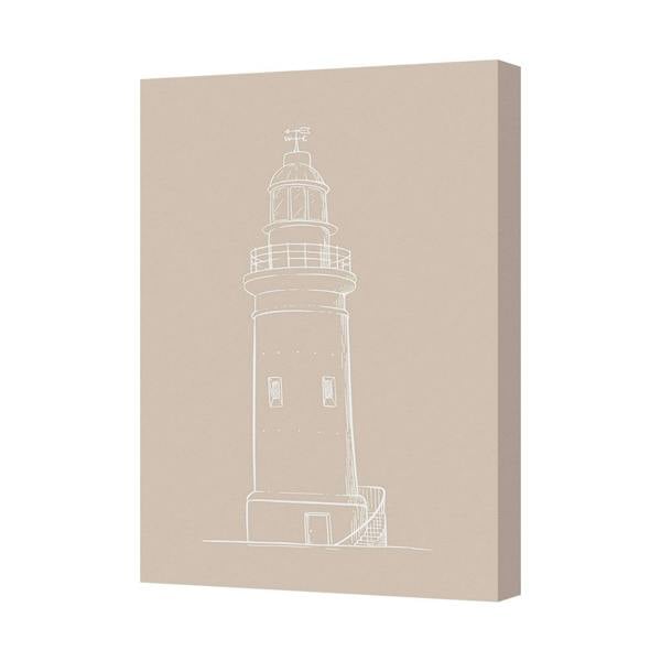 Benjamin Tate Design Beige Lighthouse Canvas Wall Art Print Minimalist Sketch