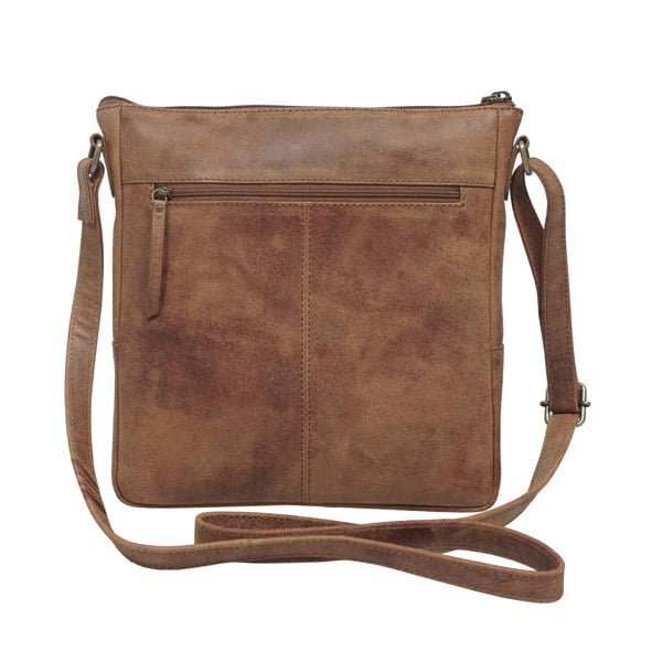 Assots London 'AGATHA' Distressed Tan Vintage VT Real Leather Crossbody Bag