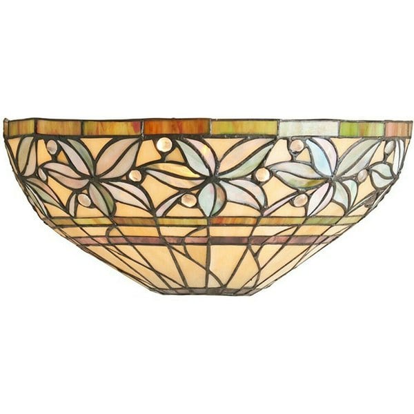 Tiffany Glass Wall Light Cream & Autumn Flower Shade Interior Sconce i00236 Loops