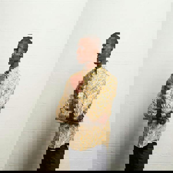 Gabicci V55GW06 Mens Brodie Long Sleeve Printed Woven Shirt Gabicci Vintage - GOLD