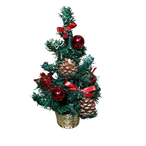Samuel Alexander 30cm Premier Green Mini Christmas Tree Decorated in Red & Gold