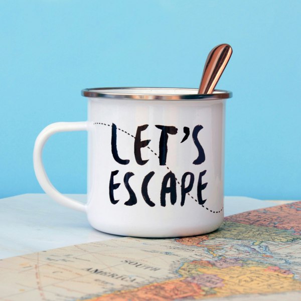 ThatsNiceThat Let's Escape Paper Plane Enamel Mug