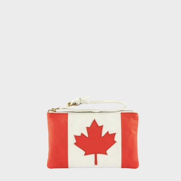 Assots London 'CANADIAN' Country Flag Designer Leather Wristlet