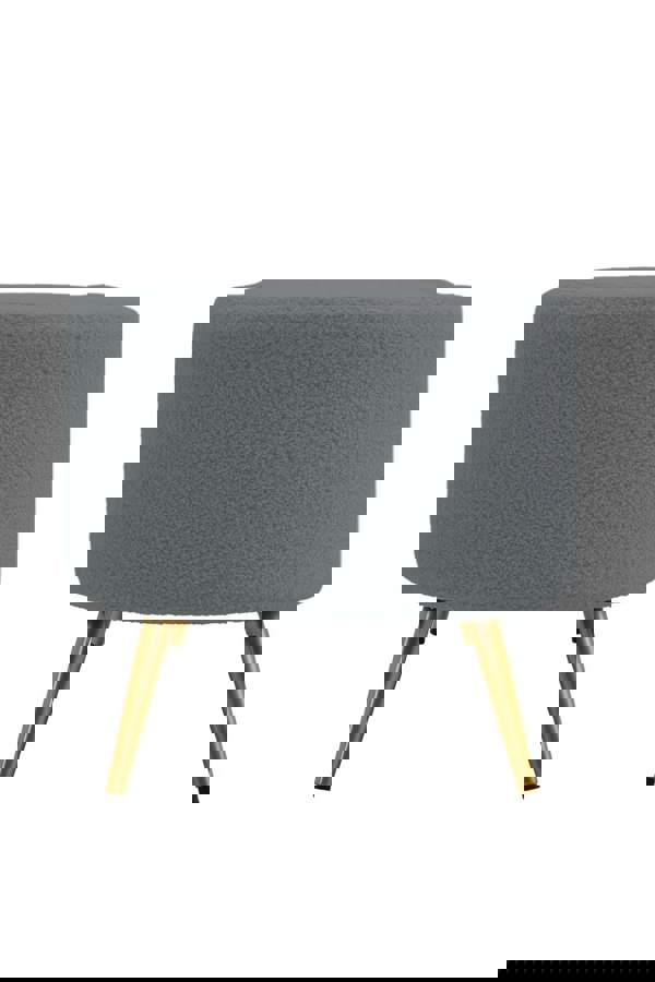 Living and Home Grey Polar Fleece Oval Accent Bench with Gold Metal Legs Bedroom Bed End Stool