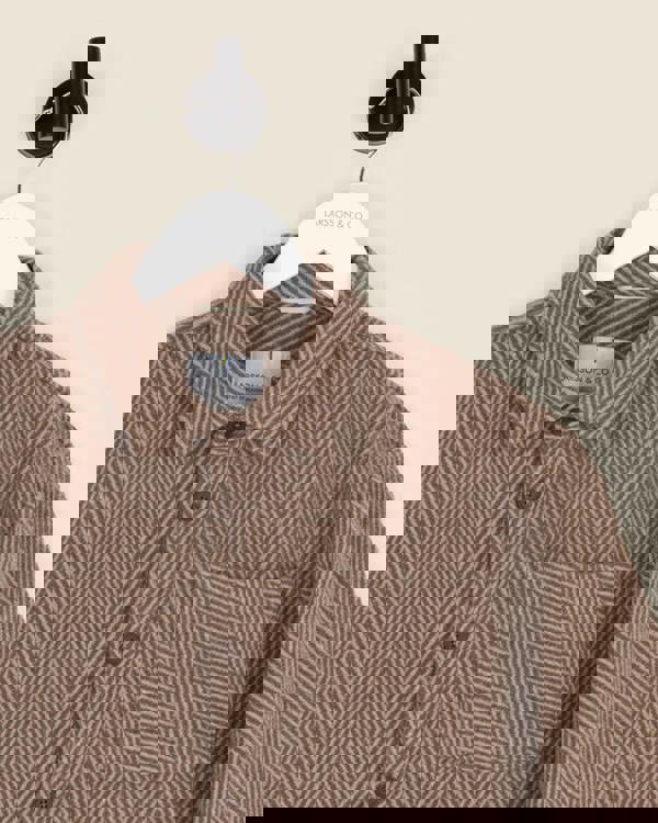 Larsson & Co Brown & Stone Herringbone Textured Overshirt