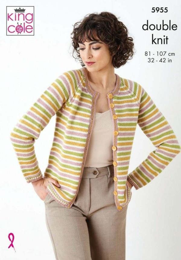 King Cole Merino Blend DK Knitting Pattern 5955, Sweaters, Cardigans for Women, 32 - 42 Inches