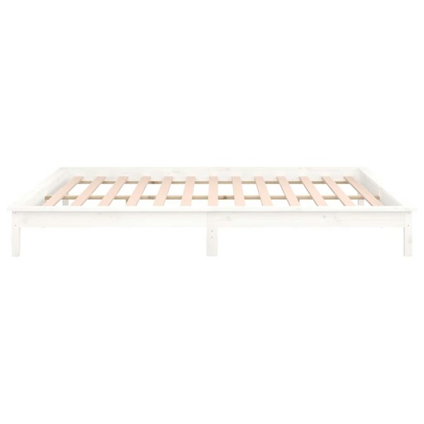 Berkfield LED Bed Frame White 150x200 cm King Size Solid Wood