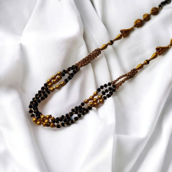 The Colourful Aura Multi Strand Gold Black Beaded Indian Asian Nazar Mangalsutra Choker Necklace