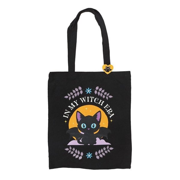 Serano In My Witch Era Bat Cat Polycotton Tote Bag with Enamel Pin