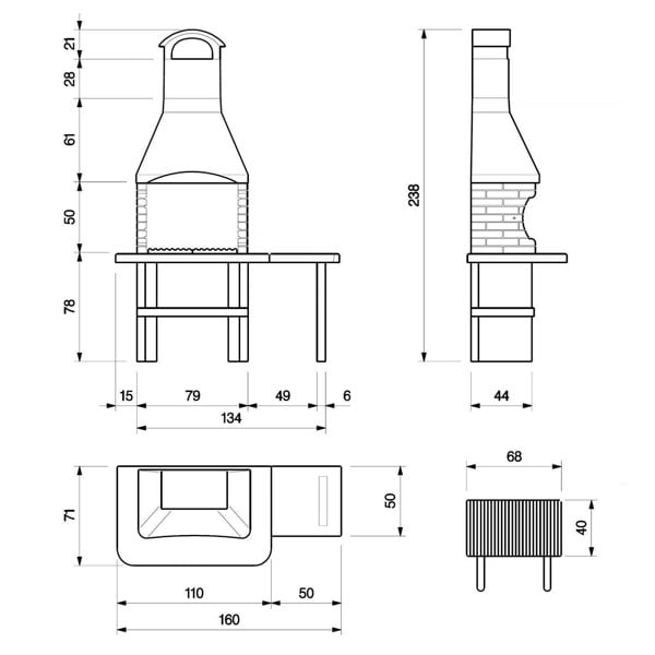 Palazzetti Jesolo 2 Masonry BBQ Grill with Side Table