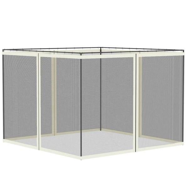 White mesh sidewall netting for canopy, multi-panel design with vertical seams
