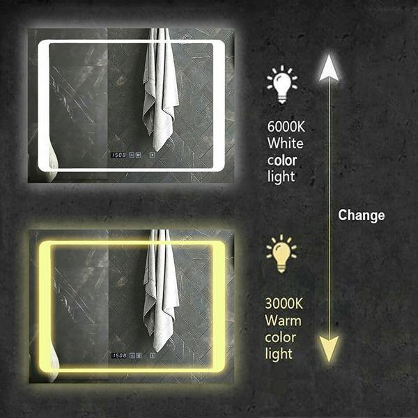 ENER-J 800x600mm Bathroom LED Mirror with Bluetooth Speaker, CCT Colour Changing, Dimmable Touch Control, Wall Mount