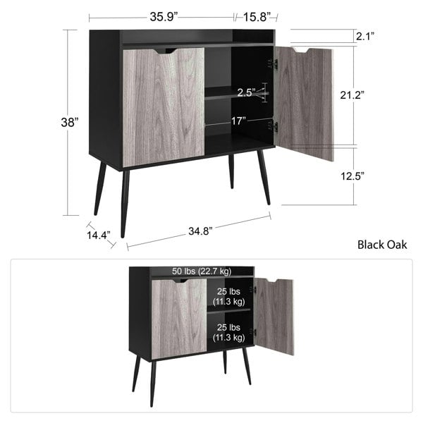 Dorel Home Copley Bar Cabinet in Black Oak