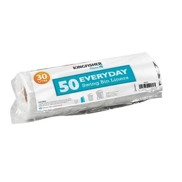 Kingfisher Everyday Swing Bin Liners White 30L 50pk - One Colour
