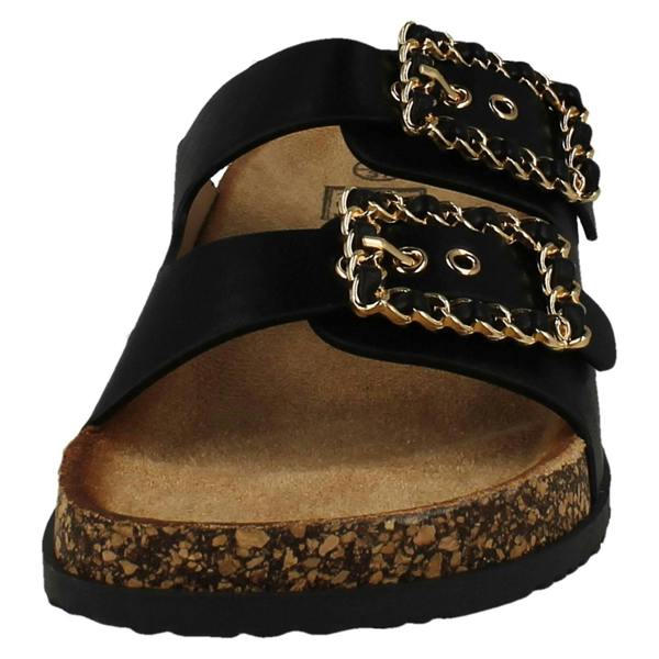 Down to Earth Ladies Down To Earth Twin Chain Buckle Sandals F00450