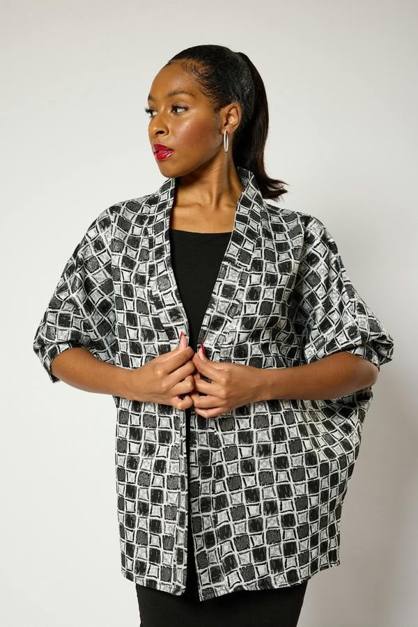 Lioness by TF Short Checkered Kimono Jacket