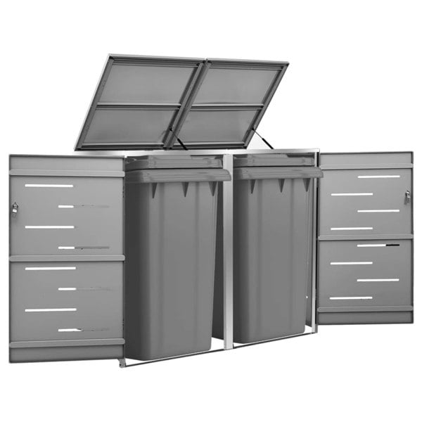 Berkfield Double Wheelie Bin Shed 138x77.5x115.5 cm Stainless Steel
